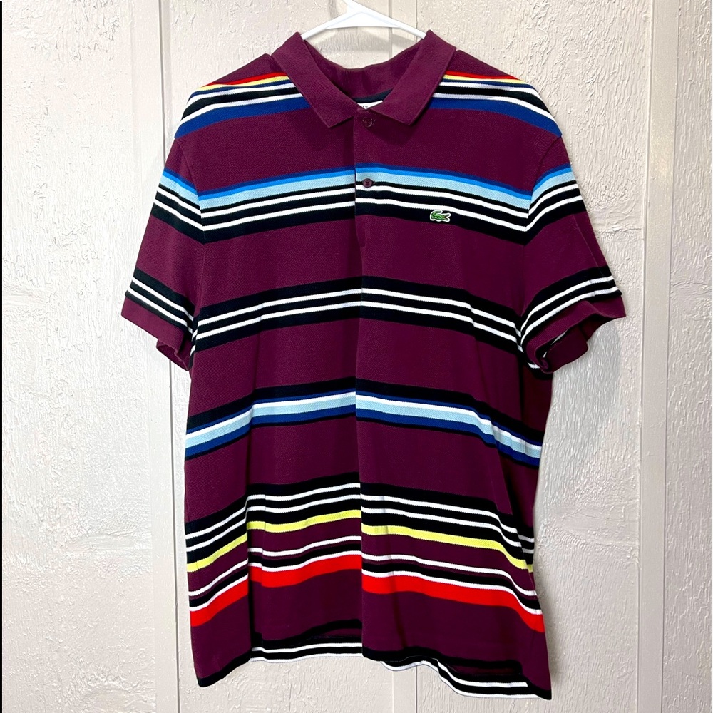 Men's Lacoste Red/Multi-Color Polo XXL Regular Fit